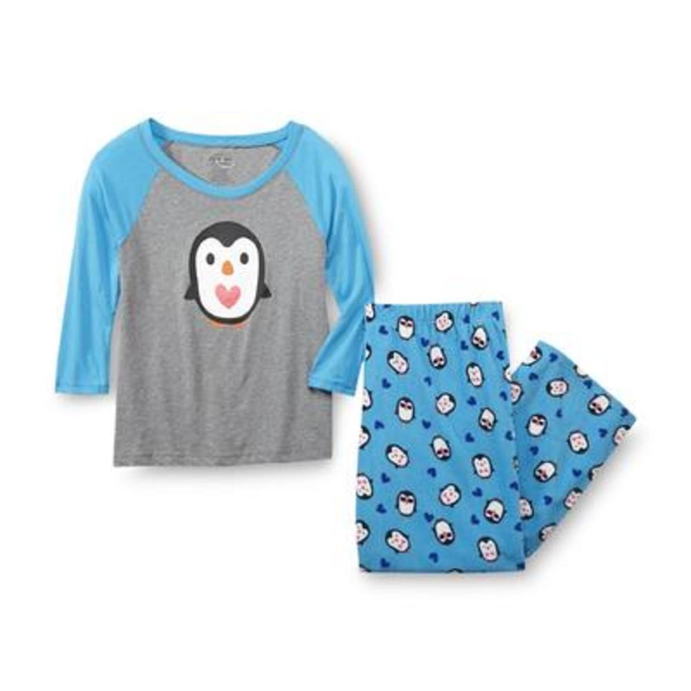 Joe Boxer Women's Plus Pajama Shirt & Fleece Pants - Penguin