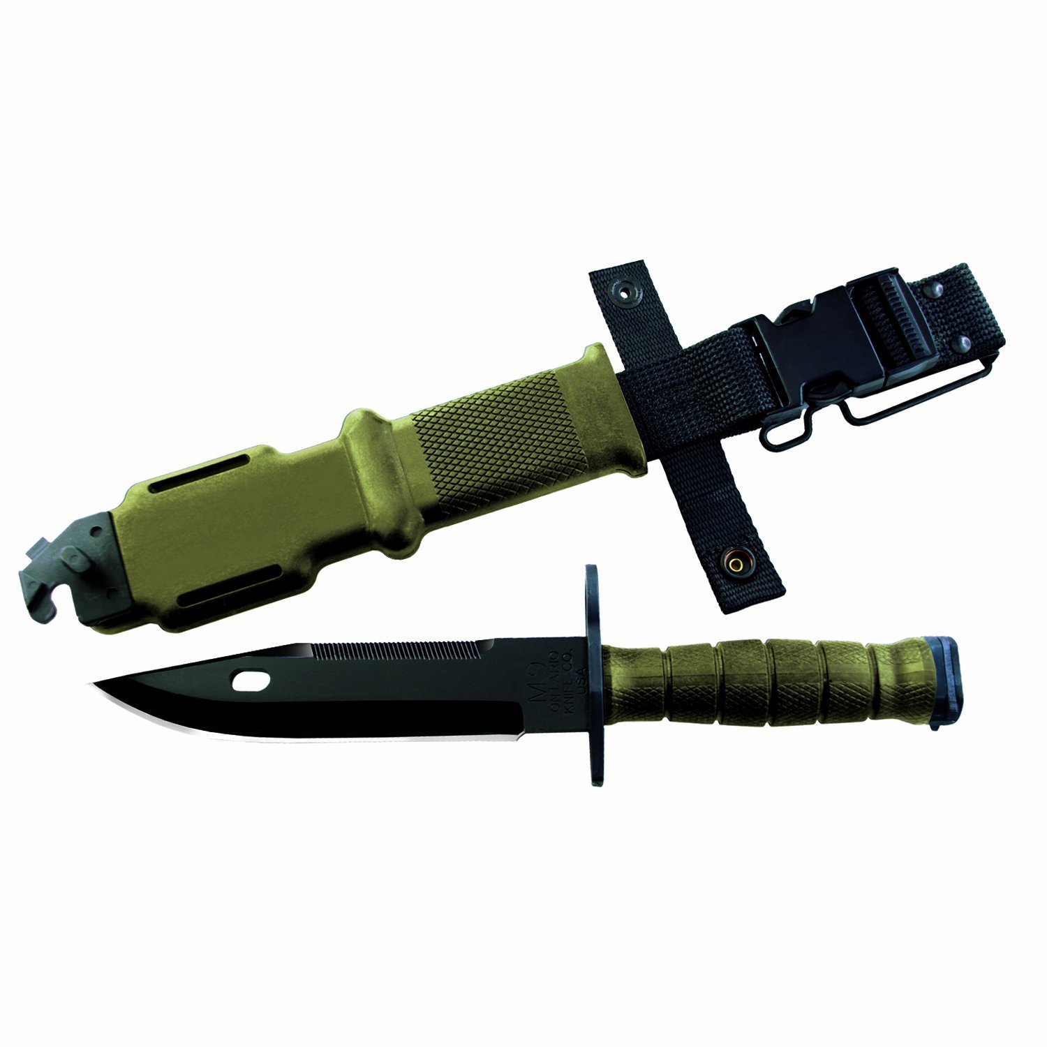 Ontario Knife Company Ontario Knife Co 6220 490 M9 Bayonet and Scabbard - OD, Black Ontario Knife Company Ontario Knife Co 6220 490 M9 Bayonet and Scabbard - OD, Black