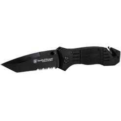 Smith & Wesson SWFR2S Extreme Ops Black Coated 40% Serrated Tanto Blade Linerlock Folding Knife