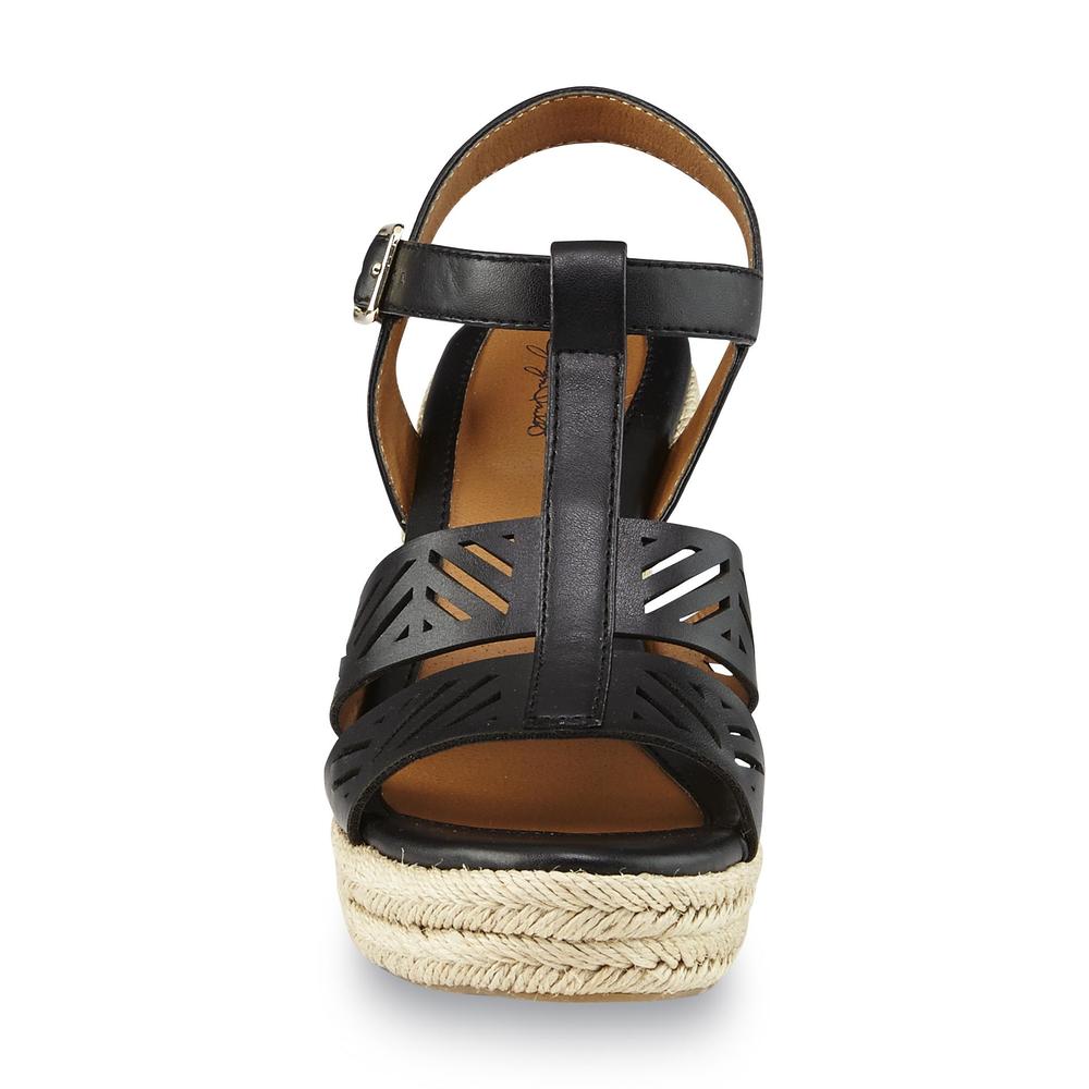 Jaclyn Smith Women's Tali Black Strappy Wedge Sandal - Wide Width Available