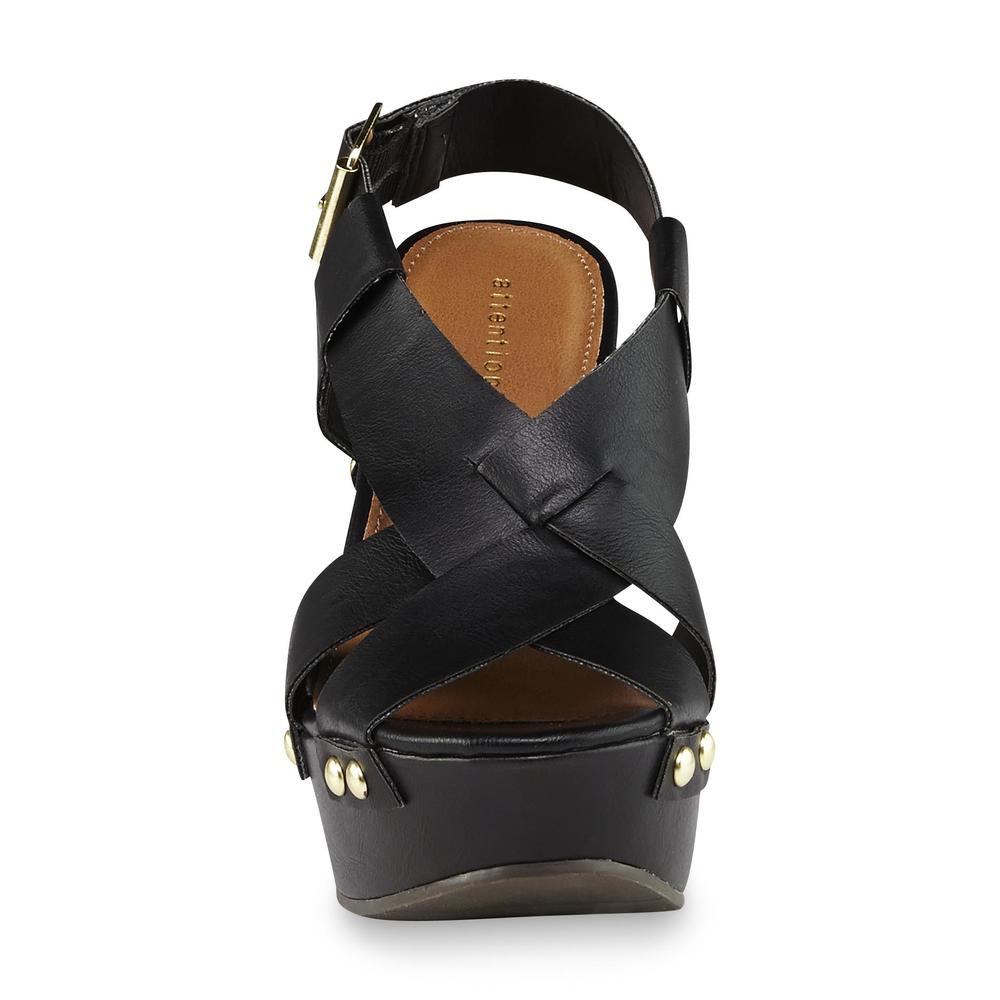 Attention Women's Tully Black Studded Wedge Sandal - Wide Width Available