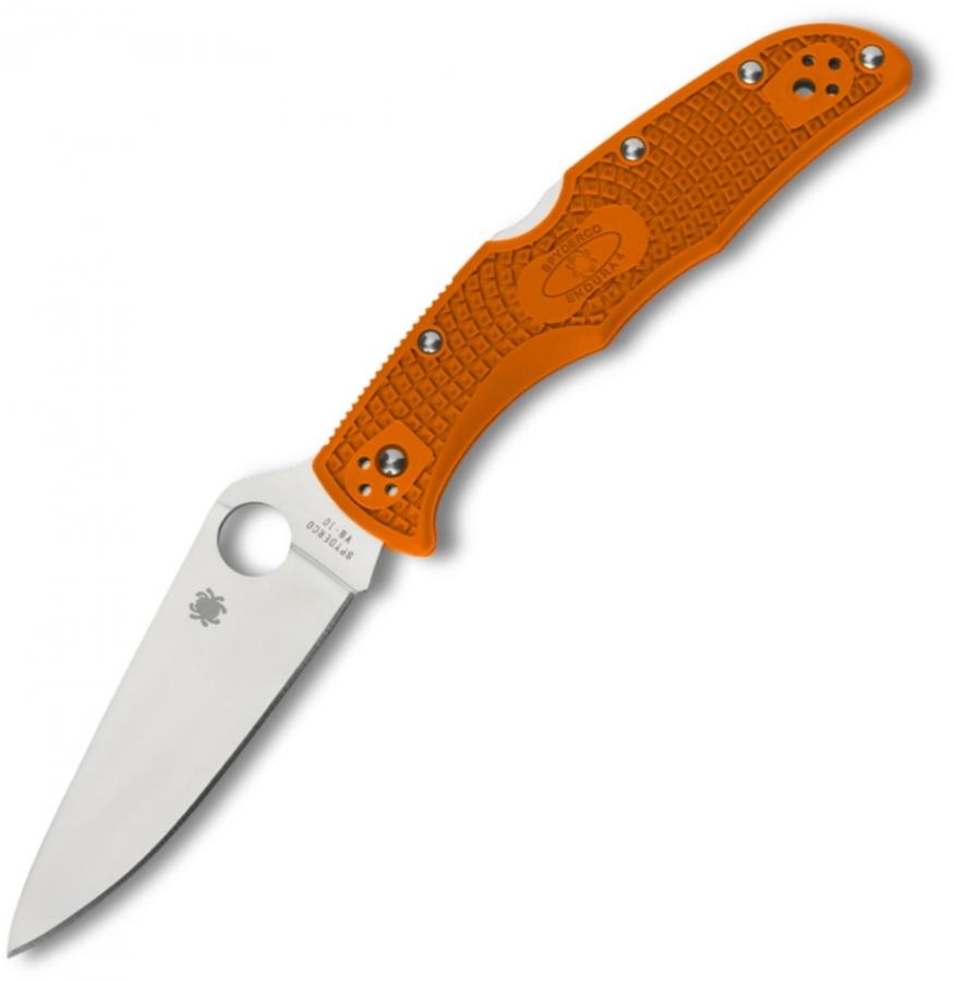 Spyderco Endura4 Ltwt Orange FRN FG Plain Edge Knife C10FPOR