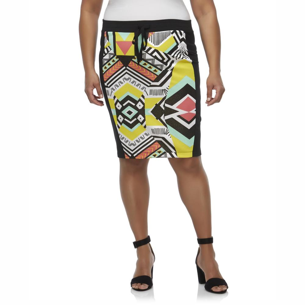 Bongo Junior's Plus Paneled Skirt - Tribal Print