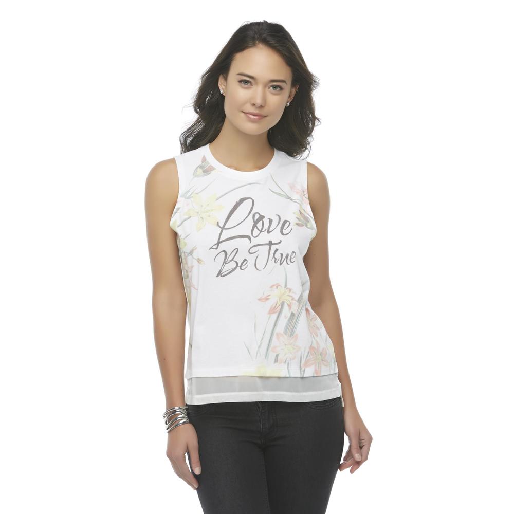 Attention Women's Sleeveless Tunic - Floral & Love Be True