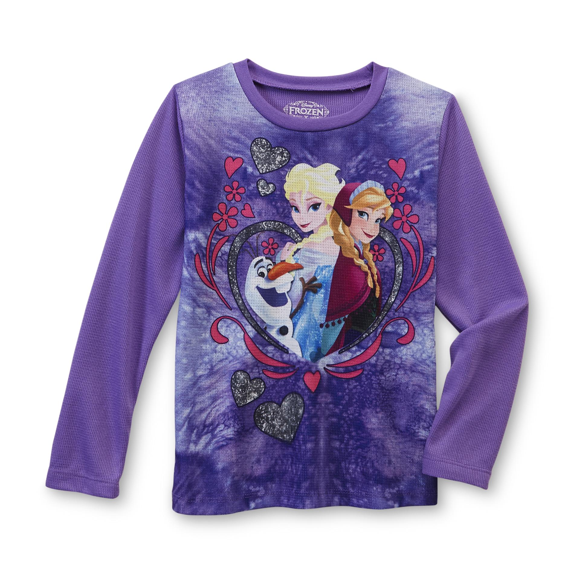 Disney Frozen Girl's Thermal Shirt - Elsa  Anna  Olaf