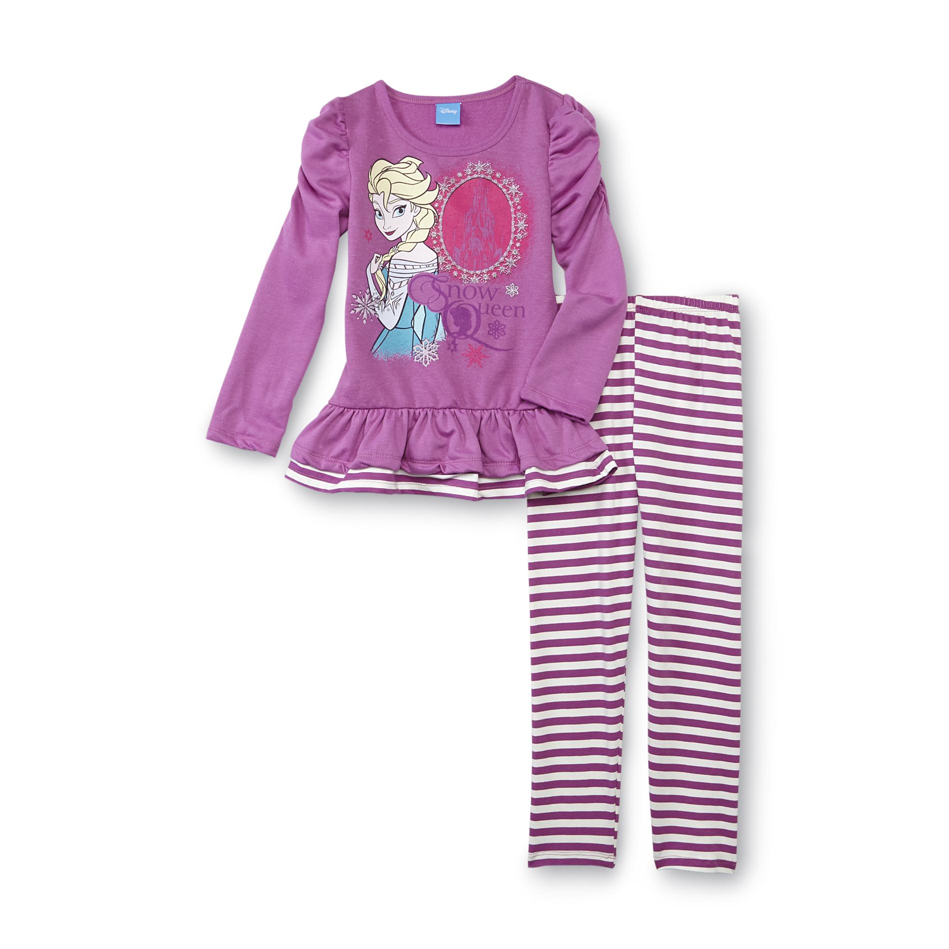Disney Frozen Girl's Fleece-Lined Shirt & Leggings - Elsa