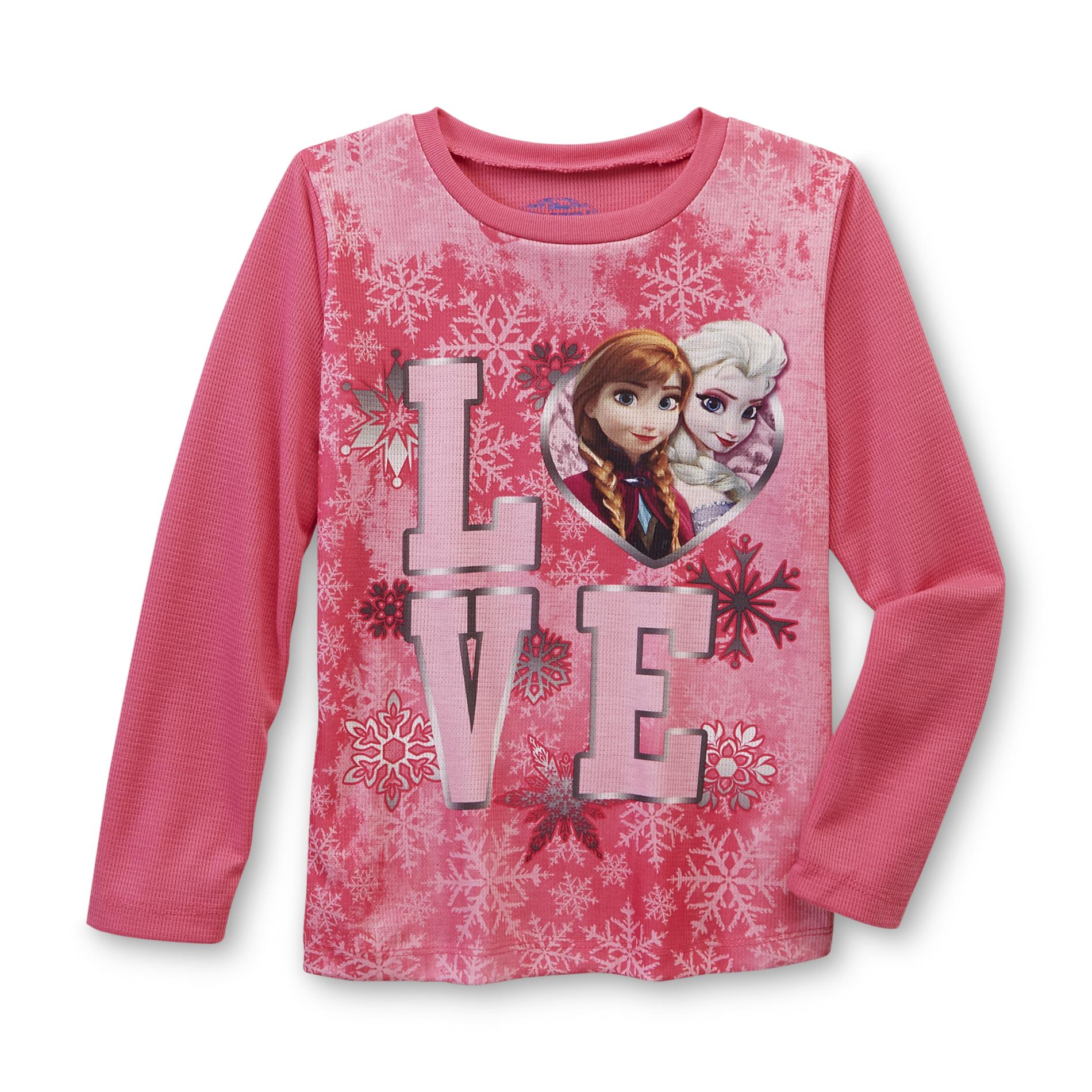 Disney Frozen Girl's Thermal Shirt - Anna & Elsa