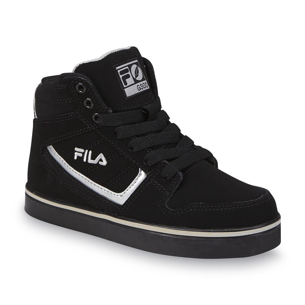 Fila Boy's G300 High-Top Basketball Shoe - Black/Silver