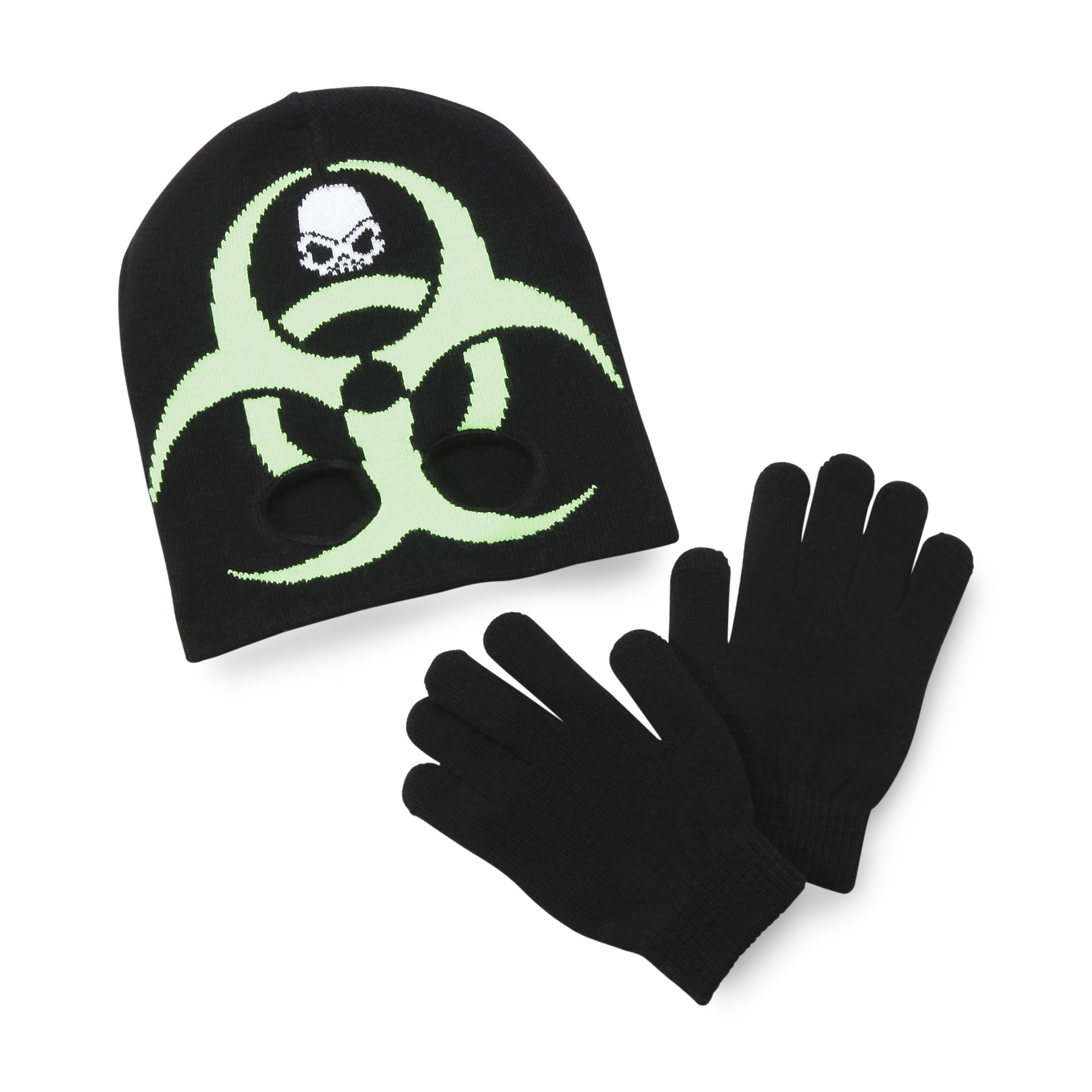 Athletech Boy's Graphic Half Ski Mask & Gloves - Biohazard