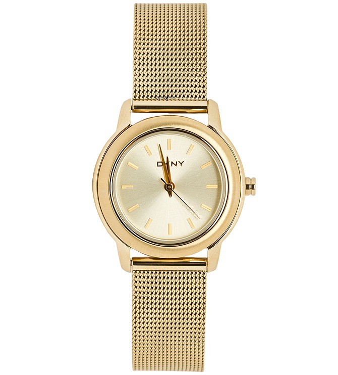 DKNY Ladies Gold Tone Stainless Steel Mesh Bracelet Watch   Jewelry