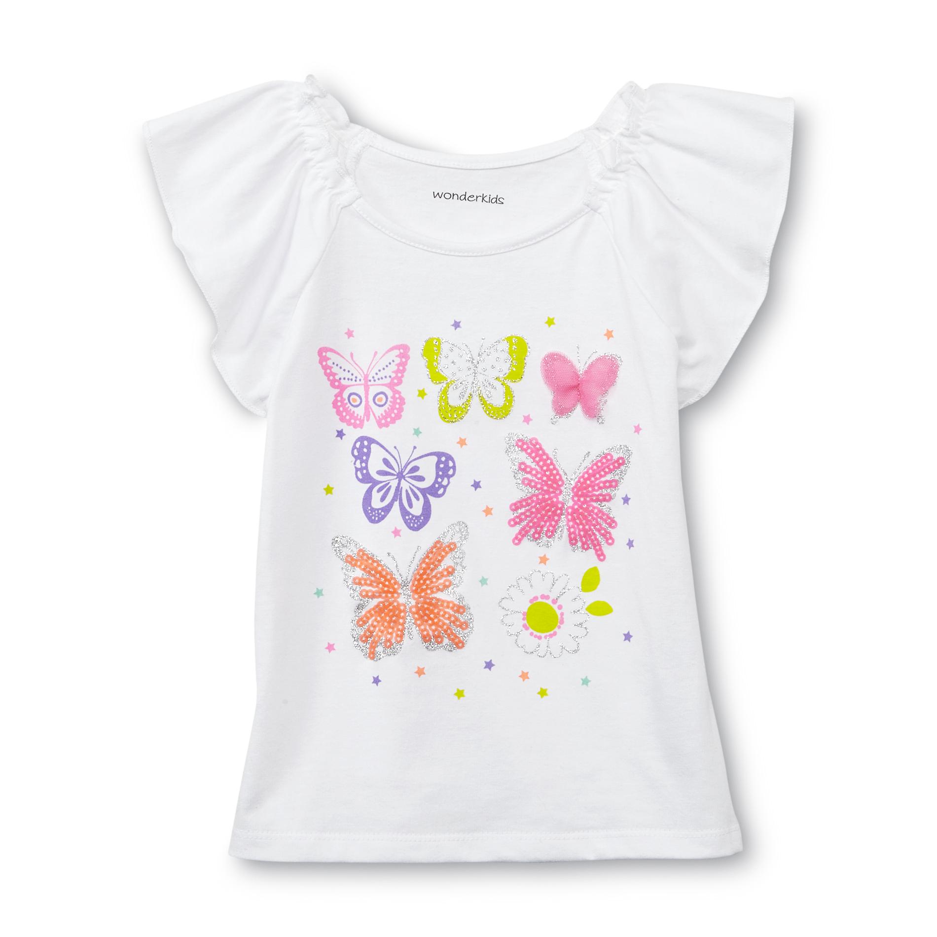 WonderKids Toddler Girl's Embellished Top - Neon Butterflies