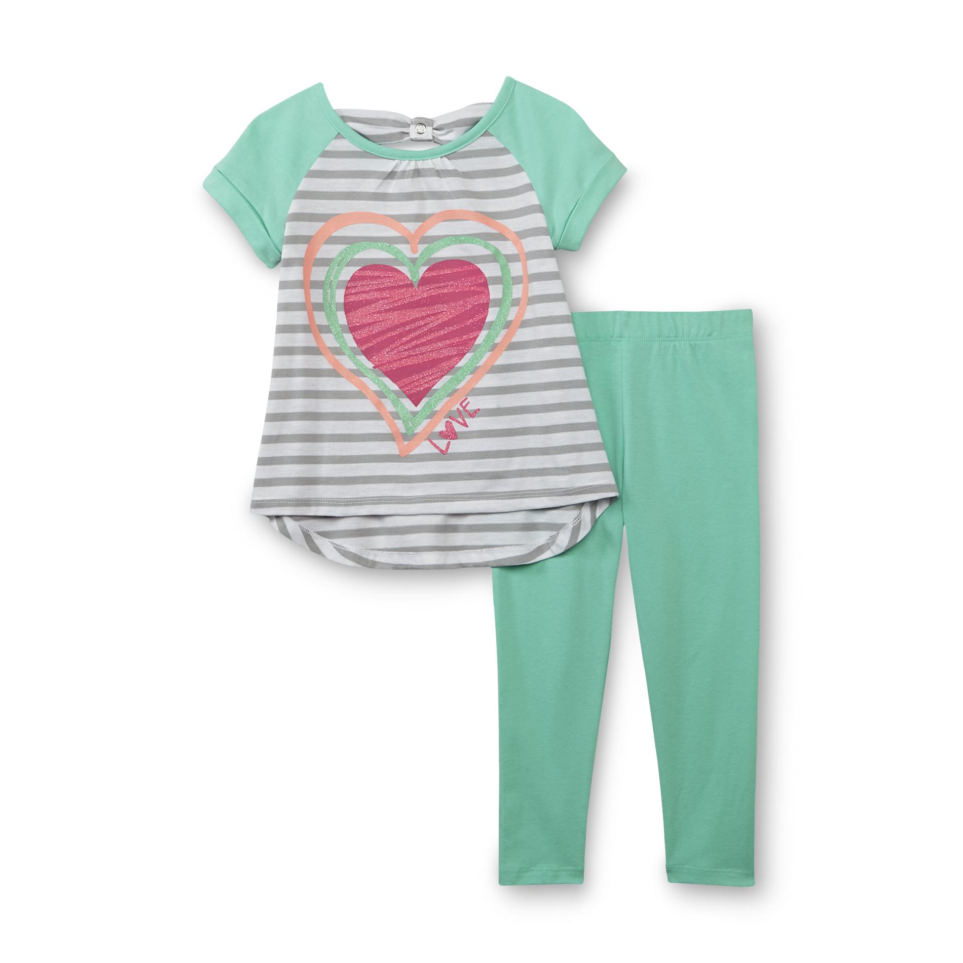WonderKids Toddler Girl's Graphic T-Shirt & Leggings - Hearts