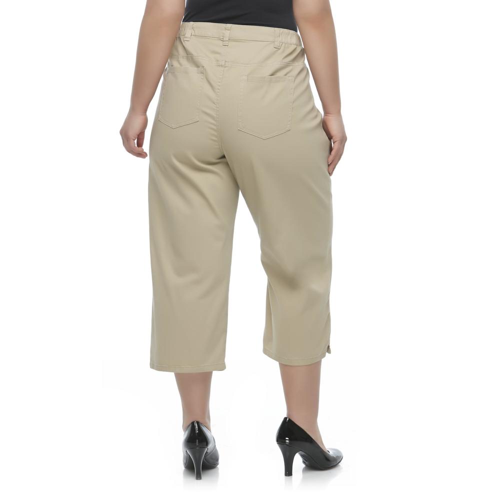 Basic Editions Women's Plus Twill Capri Pants