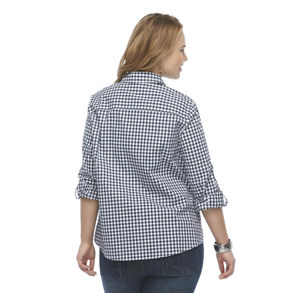 Laura Scott Women's Plus Button-Down Shirt - Gingham Check