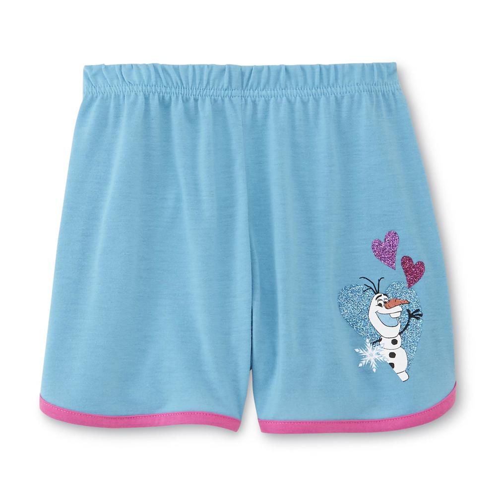 Disney Frozen Girl's Pajama Top & Shorts - Anna  Elsa & Olaf