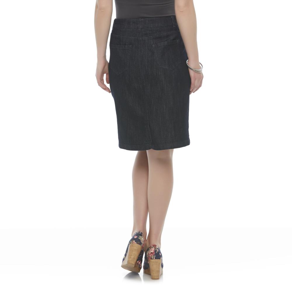 Basic Editions Women's 5-Pocket Denim Skirt - Dark Rinse