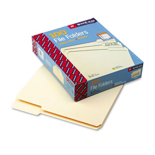 Smead SMD10333 File Folders, 1/3 Cut 3rd Position,1-Ply Top Tab