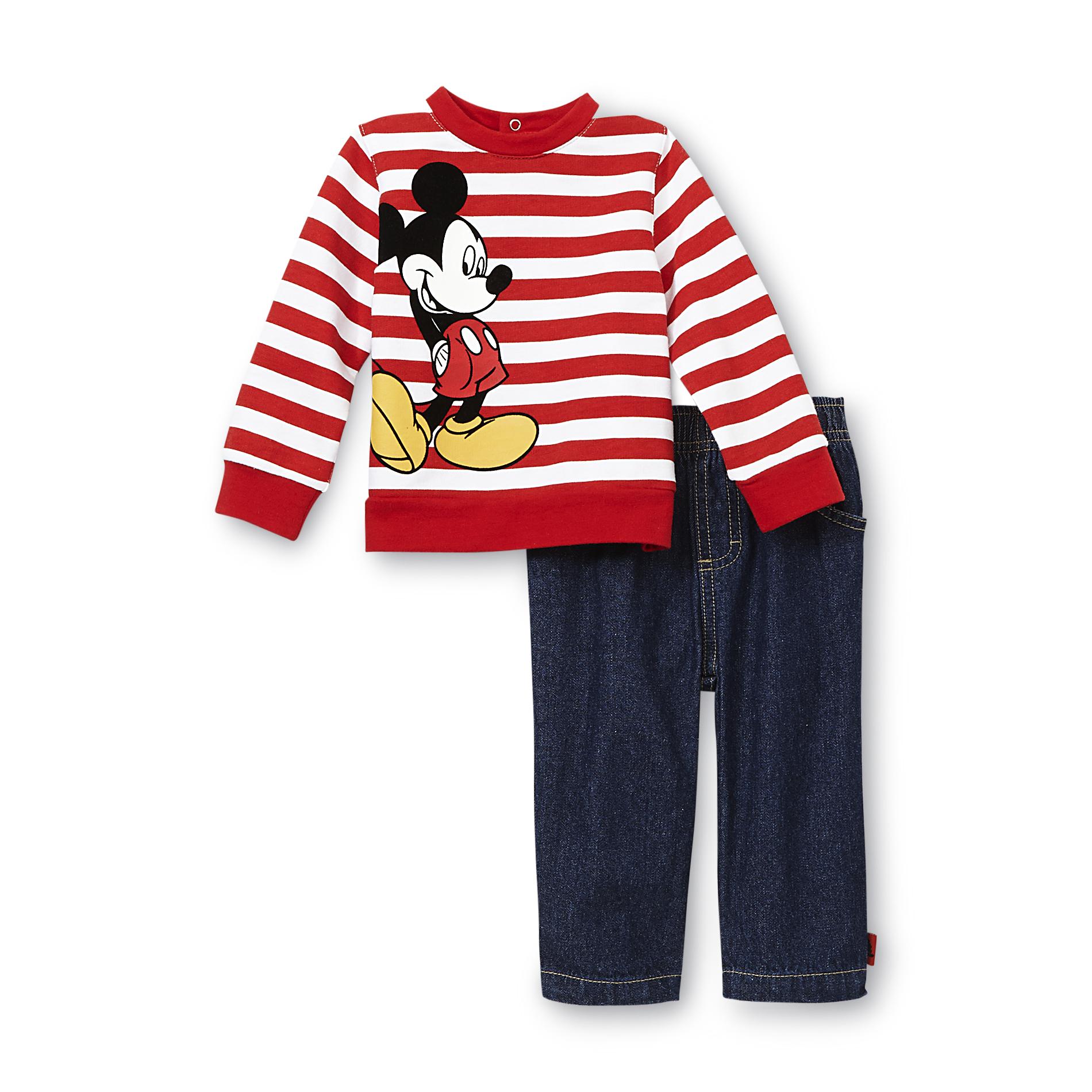 Disney Mickey Mouse Newborn Boy's Graphic Sweatshirt & Jeans