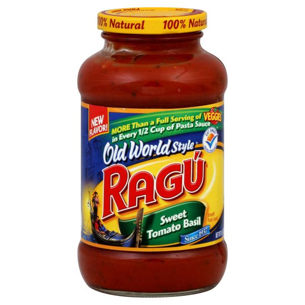 Ragu Old World Style Pasta Sauce, Smooth, Sweet Tomato Basil, 26 oz (1 lb 10 oz) 737 g