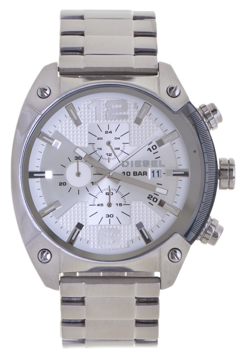 Diesel Mens Silver tone Stainless Steel Chrono Watch   Jewelry
