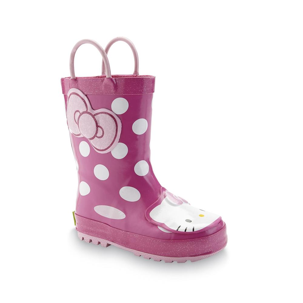 Western Chief Toddler Girl's Hello Kitty Cutie Dot Pink/White Rain Boot