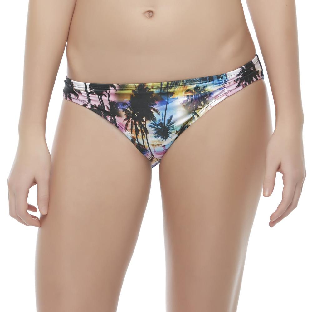 Joe Boxer Women's Ruched Bikini Swim Bottoms - Palm Tree Print