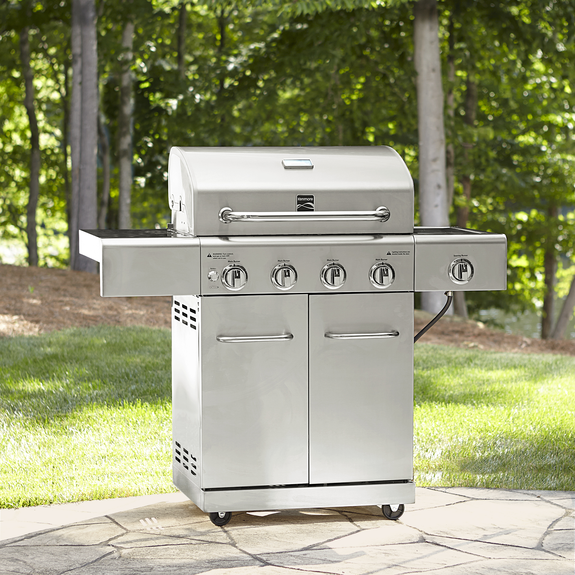Kenmore 4 Burner Gas Stainless Steel Grill with Searing Side Burner Kenmore Stainless Steel Gas Grill