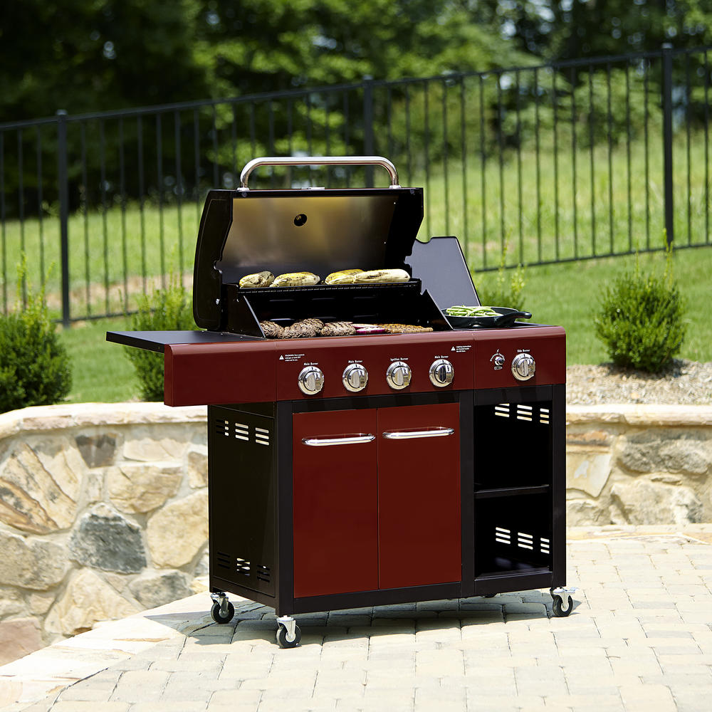 Kenmore 4-Burner Red LP Gas Grill with Storage