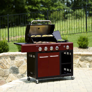 Kenmore 4 Burner Red LP Gas Grill with Storage