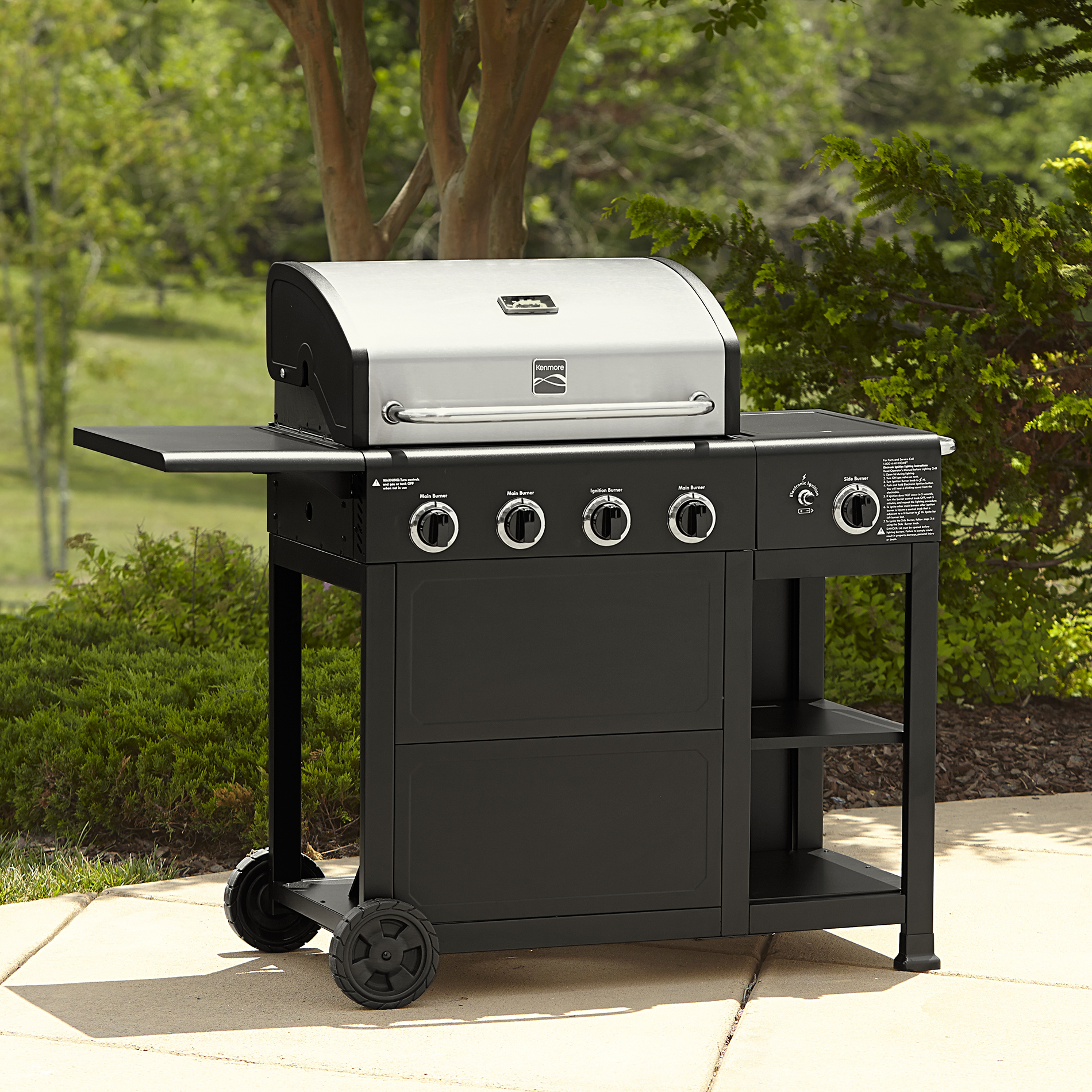 kenmore 4 burner gas grill with storage stainless steel