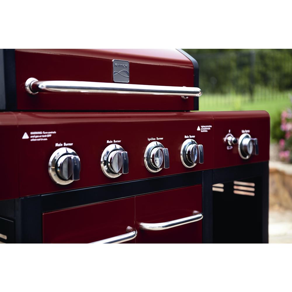 Kenmore 4Burner Red LP Gas Grill with Storage