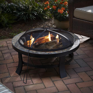 Bbq Pro 30in Round Firepit With Slate, Slate Tile Fire Pit