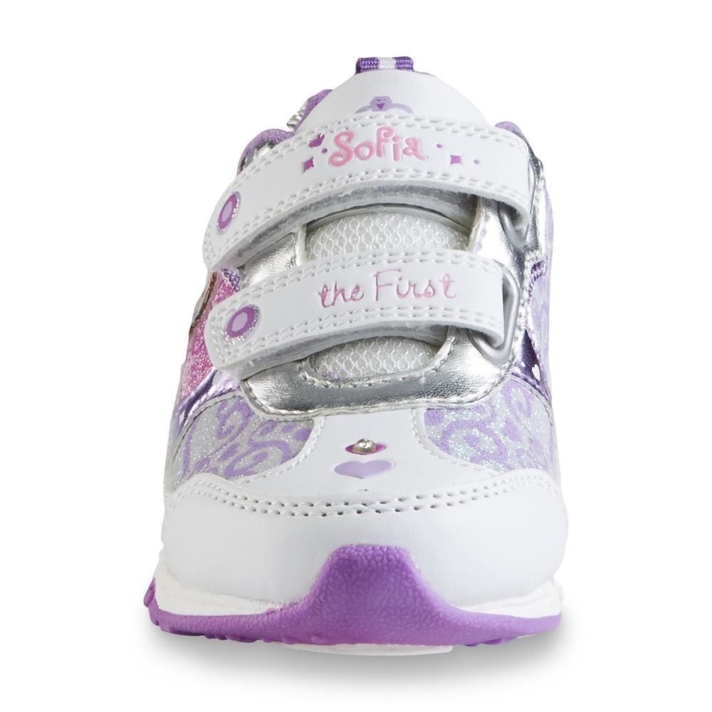 Disney Toddler Girl's Sofia The First White/Purple Light-Up Athletic Shoe