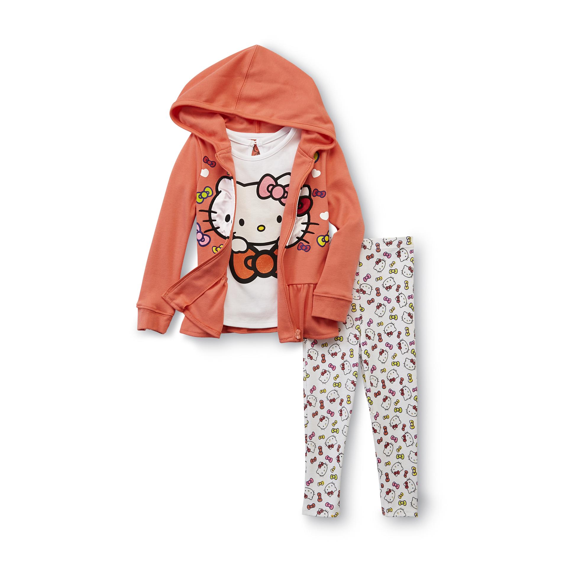 Hello Kitty Infant & Toddler Girl's Hoodie Jacket  T-Shirt & Leggings