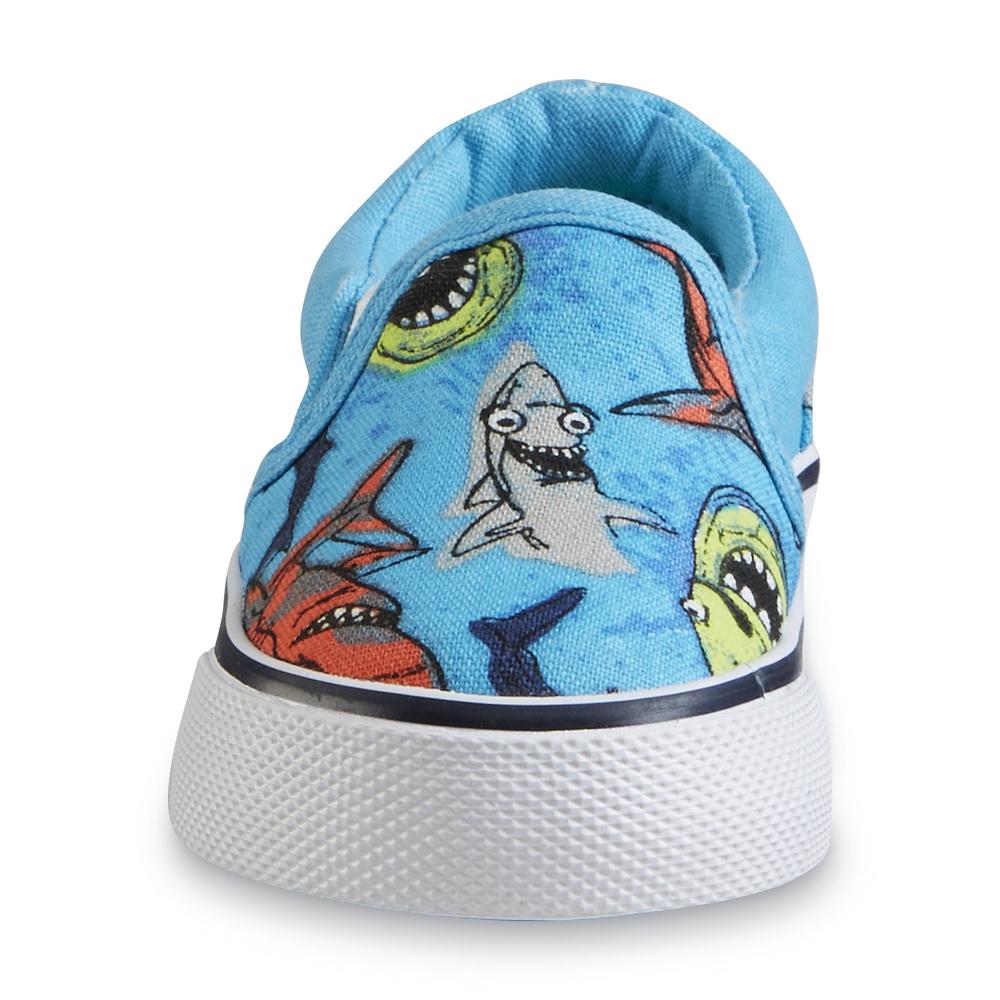 Joe Boxer Toddler Boy's Lil Marley Blue/White Shark Slip-On Canvas Shoe