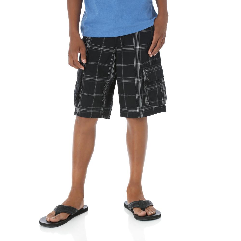 Wrangler Boy's Surendar Belted Cargo Shorts - Plaid