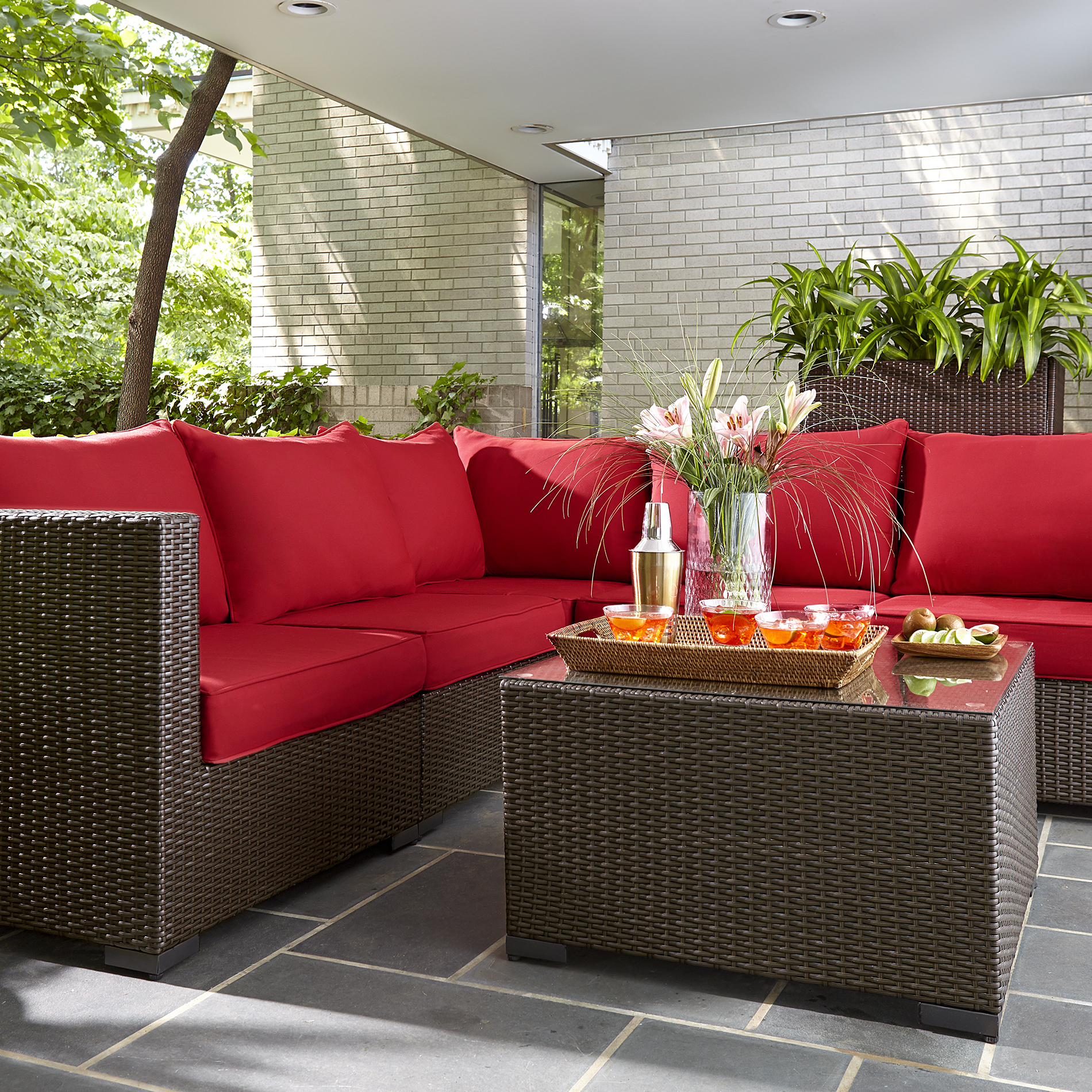 Grand Resort Osborn 6pc Sectional Seating Set- Red ... Grand Resort Osborn 6pc Sectional Seating Set- Red ... on Casual Living Patio id=27400