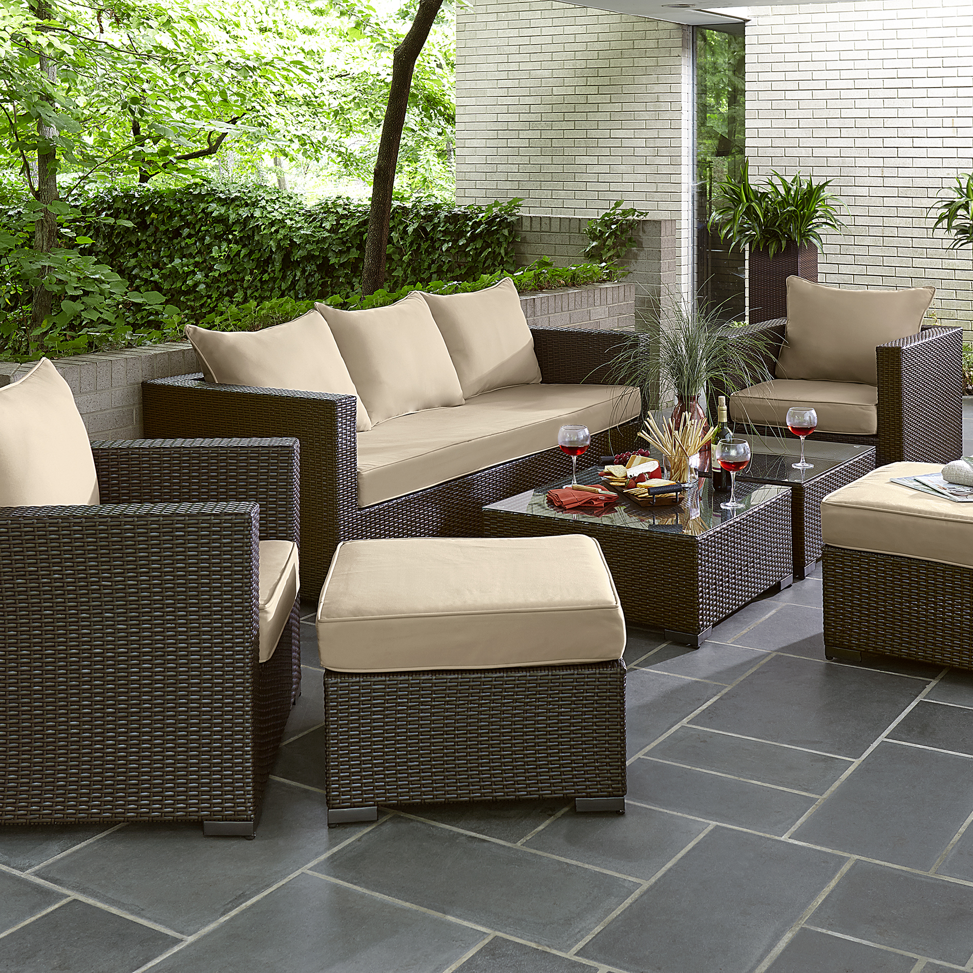 Grand Resort Osborn 7pc Sofa Seating Set- Tan ***LIMITED ... Grand Resort Osborn 7pc Sofa Seating Set- Tan ***LIMITED ... on Outdoor Living Set id=48674