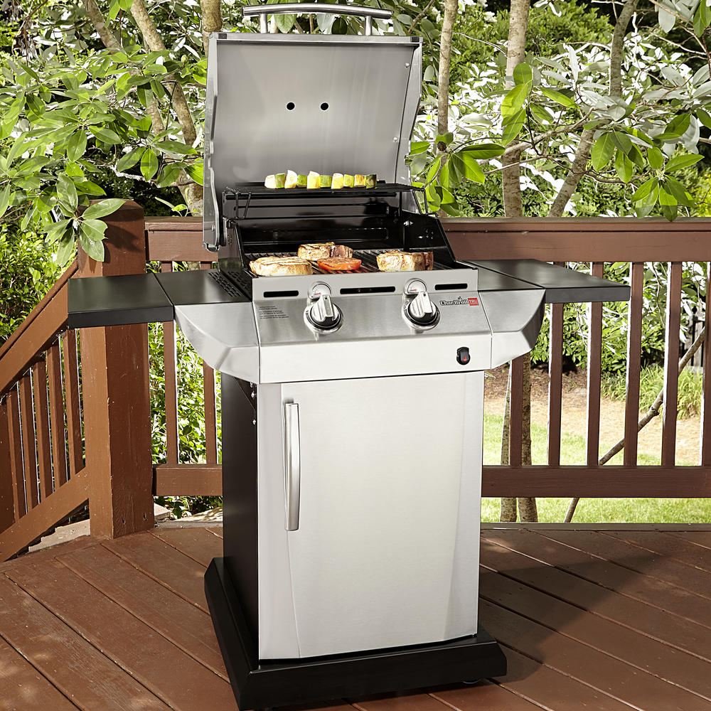 Char-Broil 2 Burner Infrared Gas Grill with Folding Side Shelves