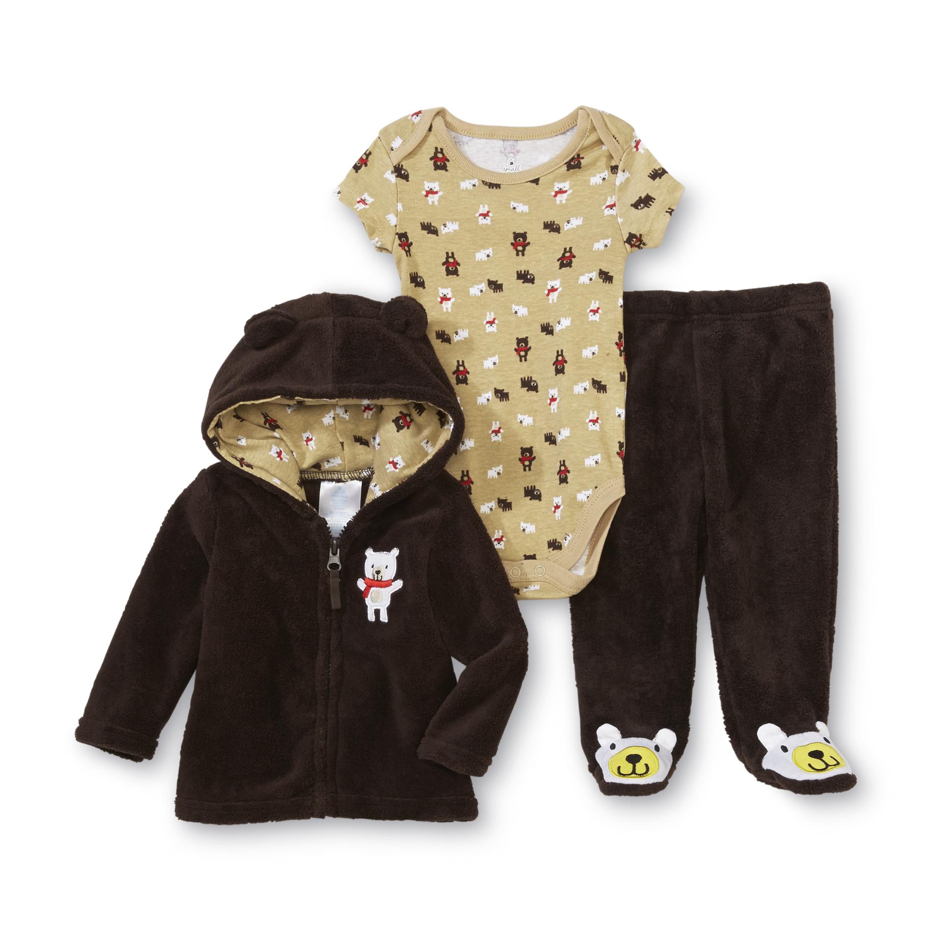 Small Wonders Newborn Boy's Hoodie Jacket  Bodysuit & Pants - Bear
