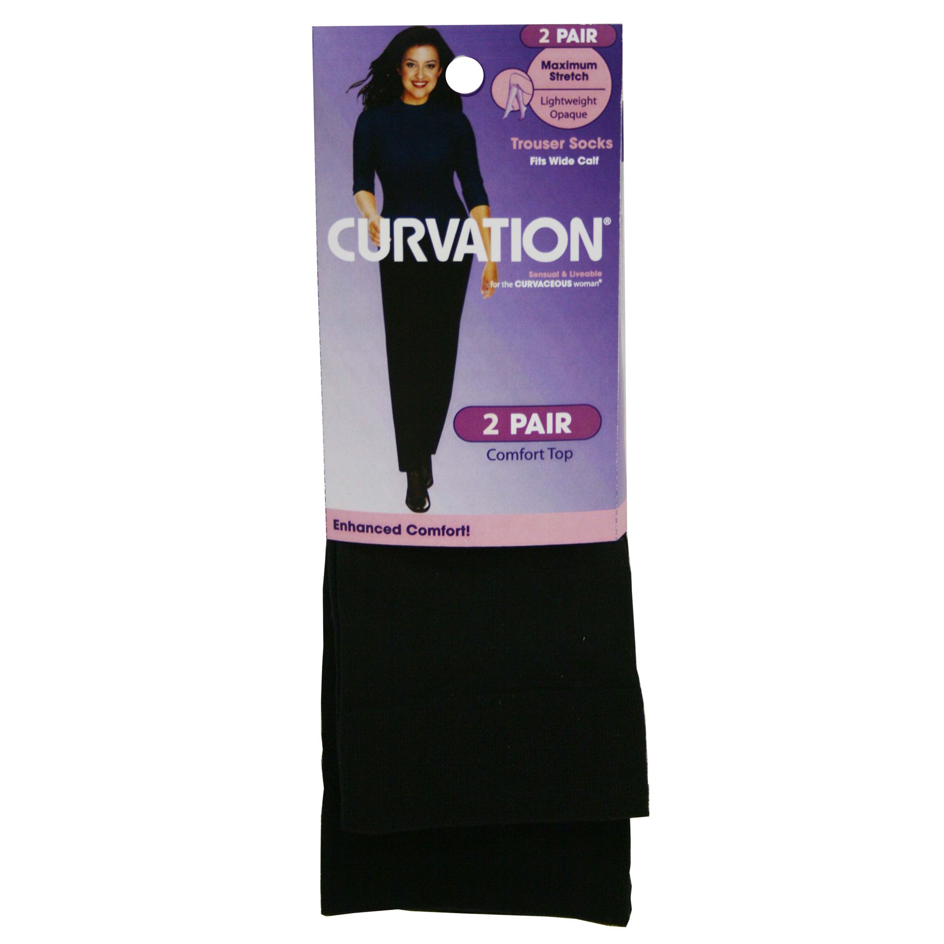 Curvation Women&#39;s Plus 2 Pair Stretch Rib Trouser Socks
