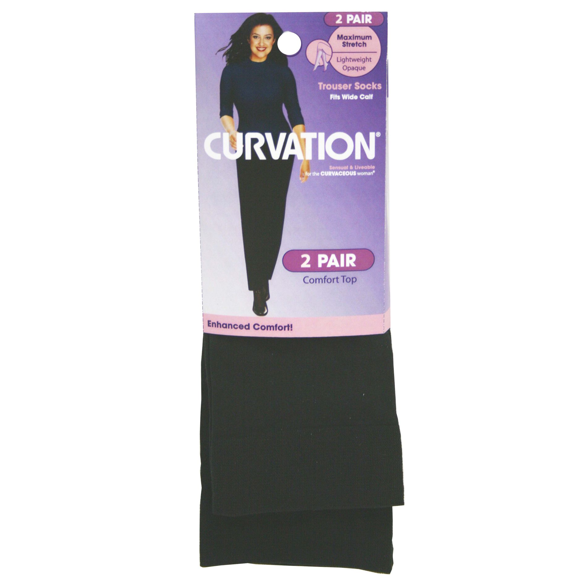 Curvation Women's Plus 2 Pair Stretch Trouser Socks