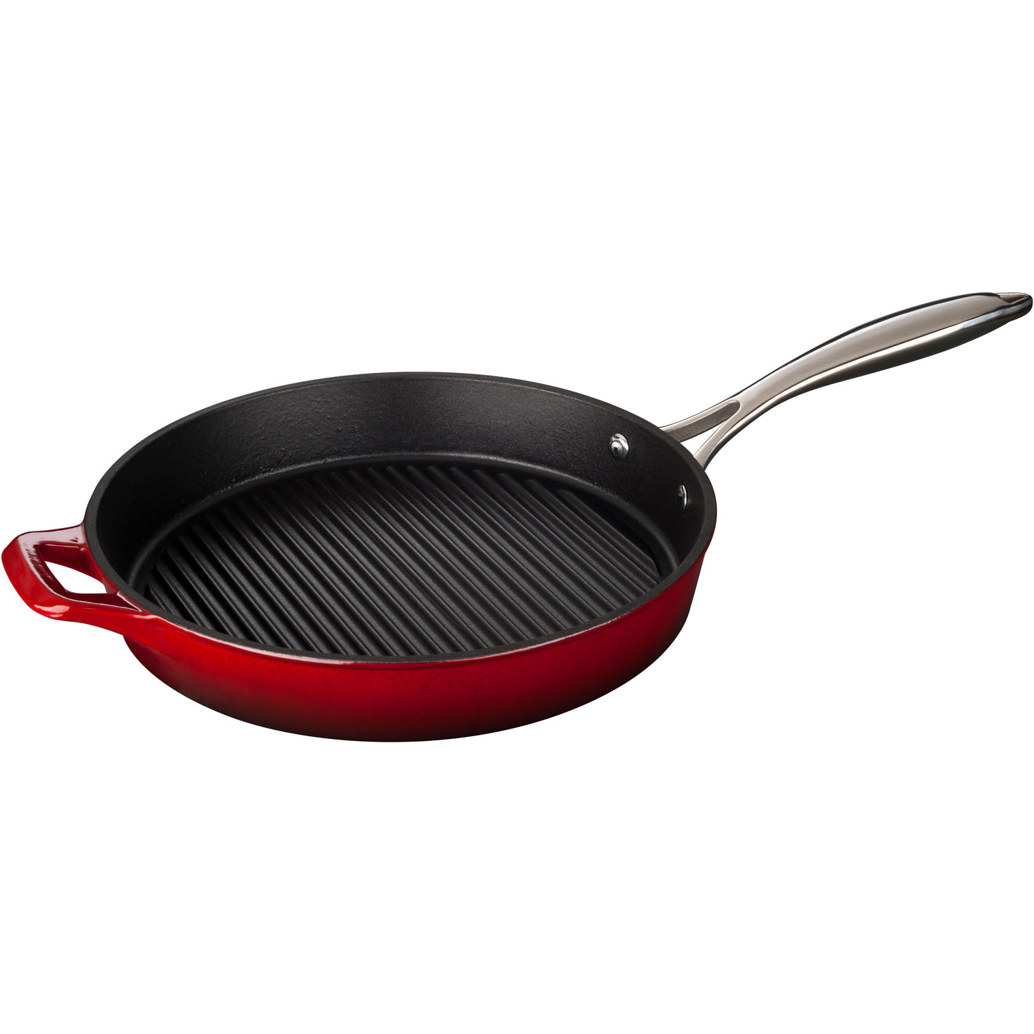 La Cuisine Round 12 In. Cast Iron Grill Pan with Enamel Finish
