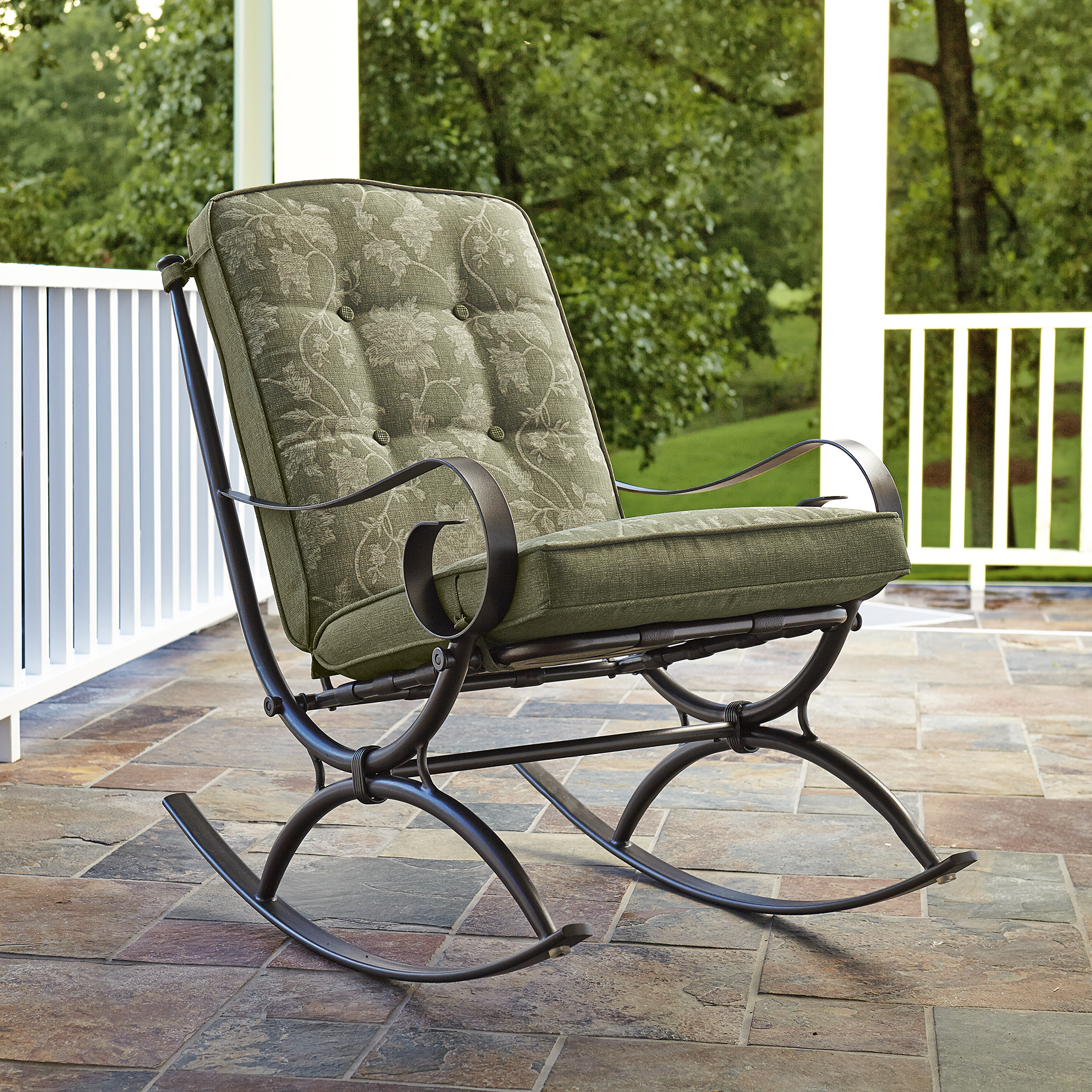 Jaclyn Smith Cora Single Rocking Chair Green Outdoor
