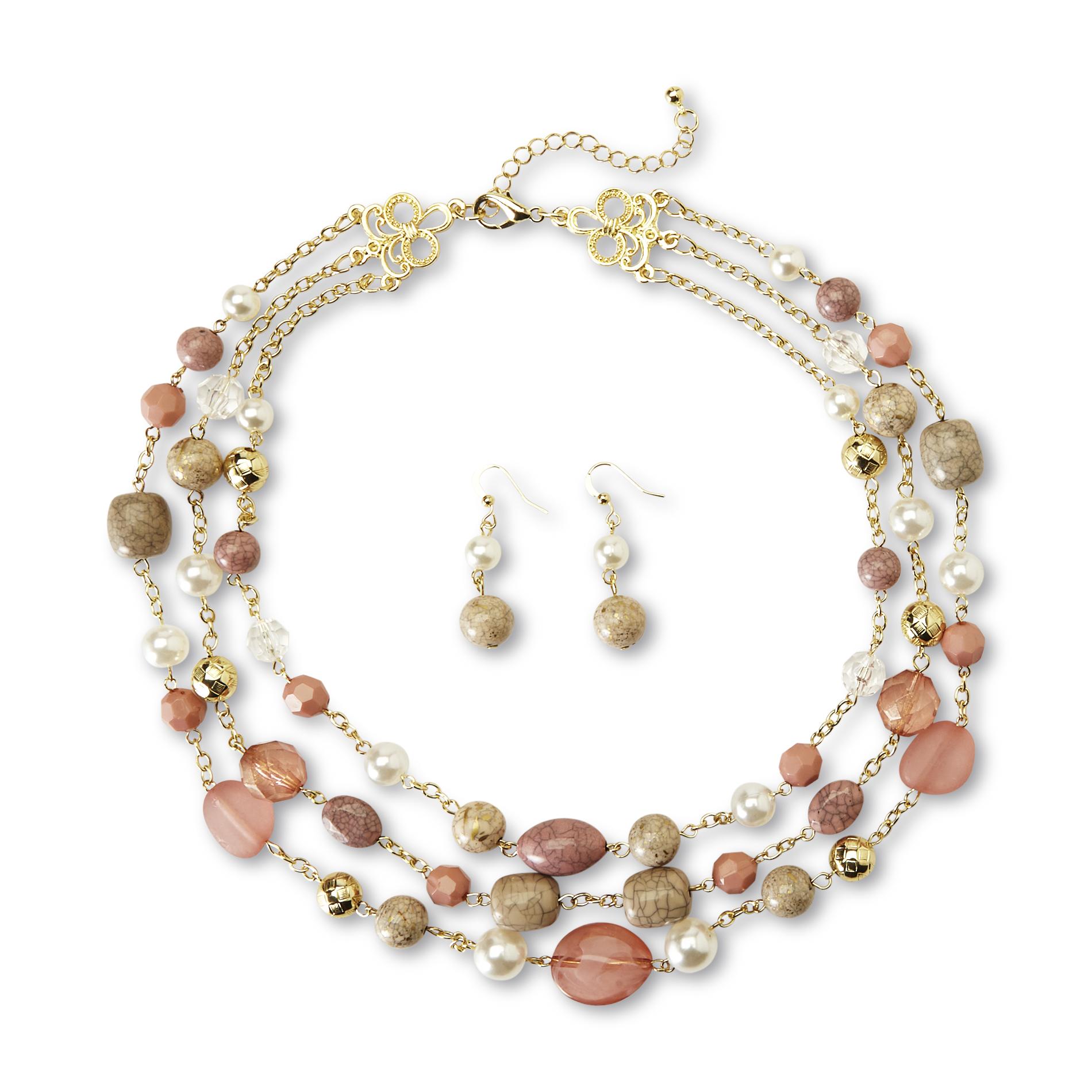 Jaclyn Smith Women's Goldtone Bauble Necklace & Earrings