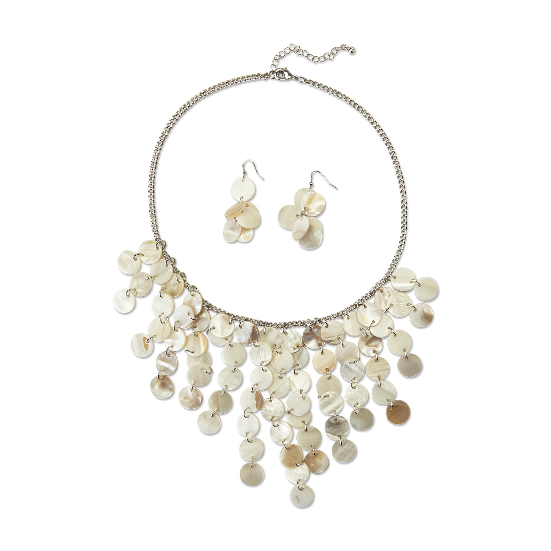 Jaclyn Smith Women's Silvertone Synthetic Shell Necklace & Earrings