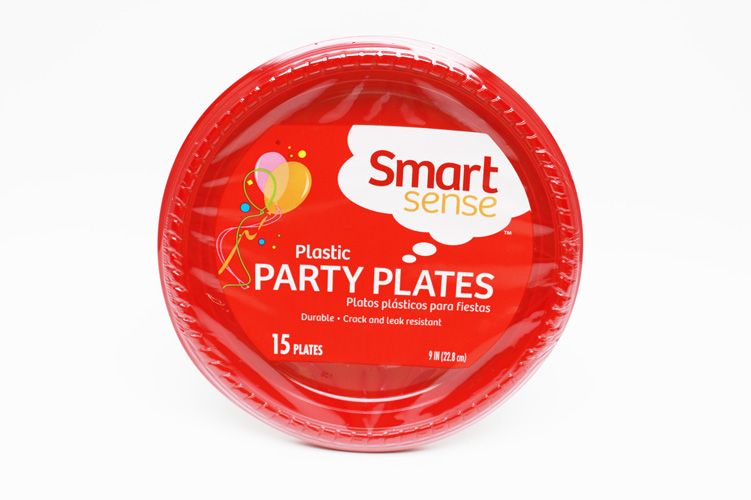 Smart Sense Plastic Party Plates, 15ct 9in