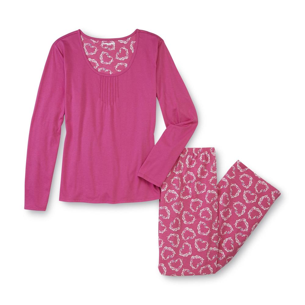 Laura Scott Women's Pajama Top & Pants - Floral Hearts