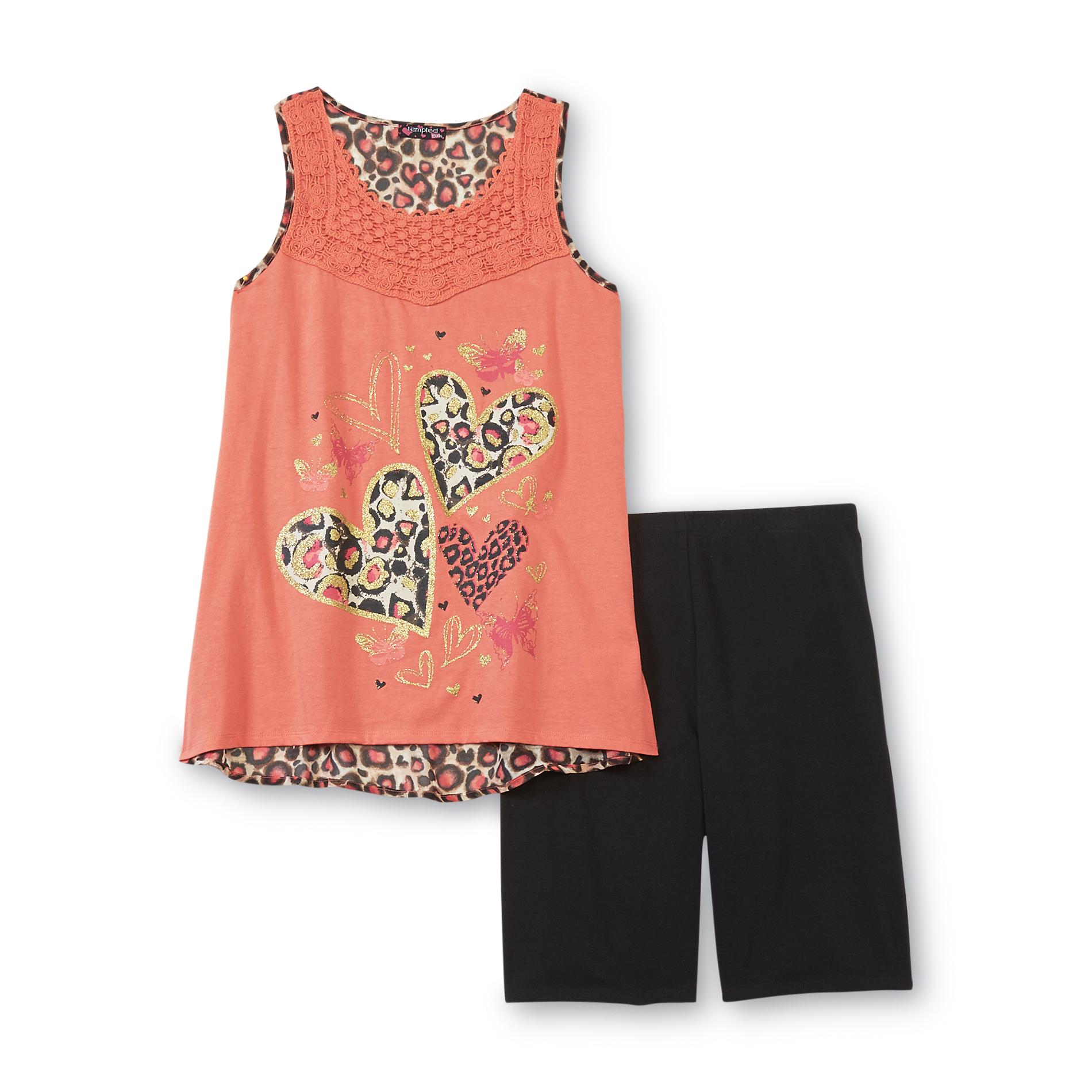 Tempted Apparel Girl's Tank Top & Shorts - Leopard Print