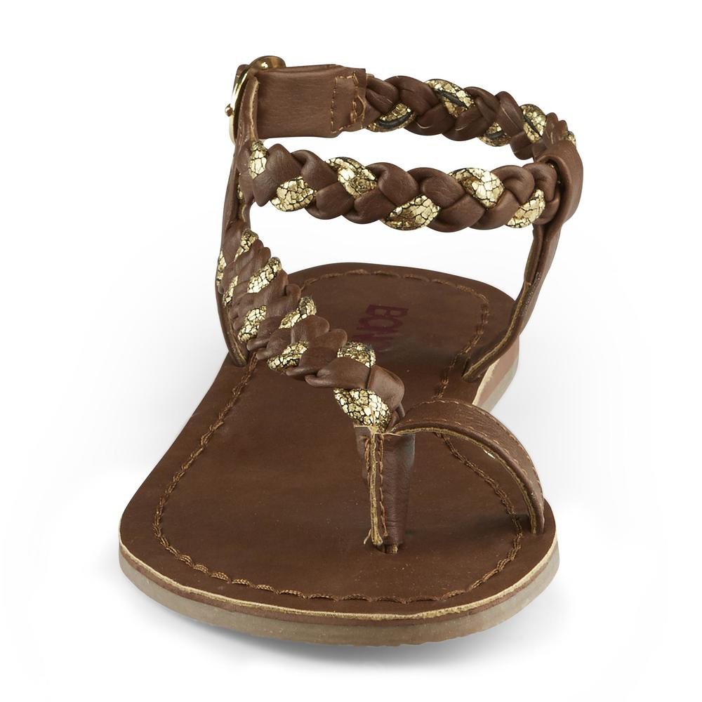 Bongo Women's Rachelle Brown/Gold Braided Sandal